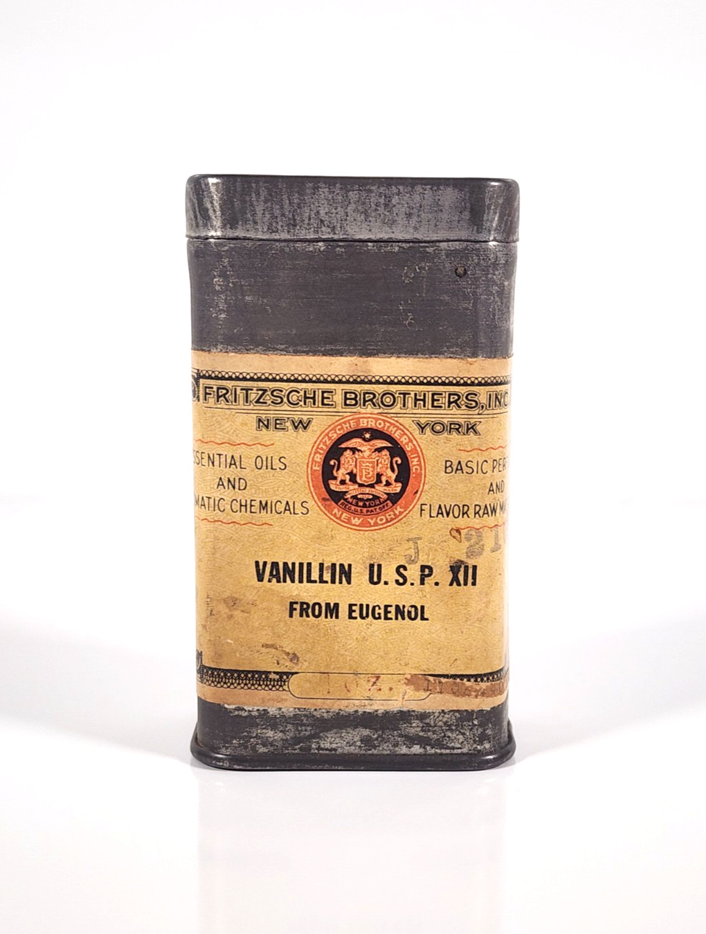 Vintage Fritzsche Brothers Vanillin USP XII Tin Pre‑1930 NY Apothecary Rare