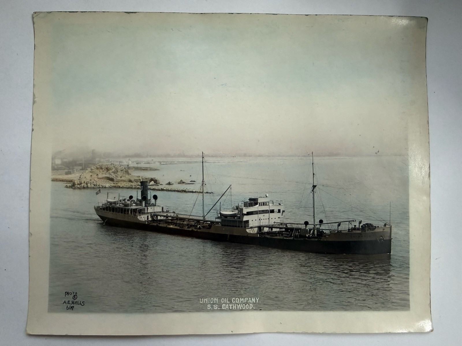A.E. Wells Original Photo S.S. Cathwood Union Oil Company Tanker 1920s Maritime