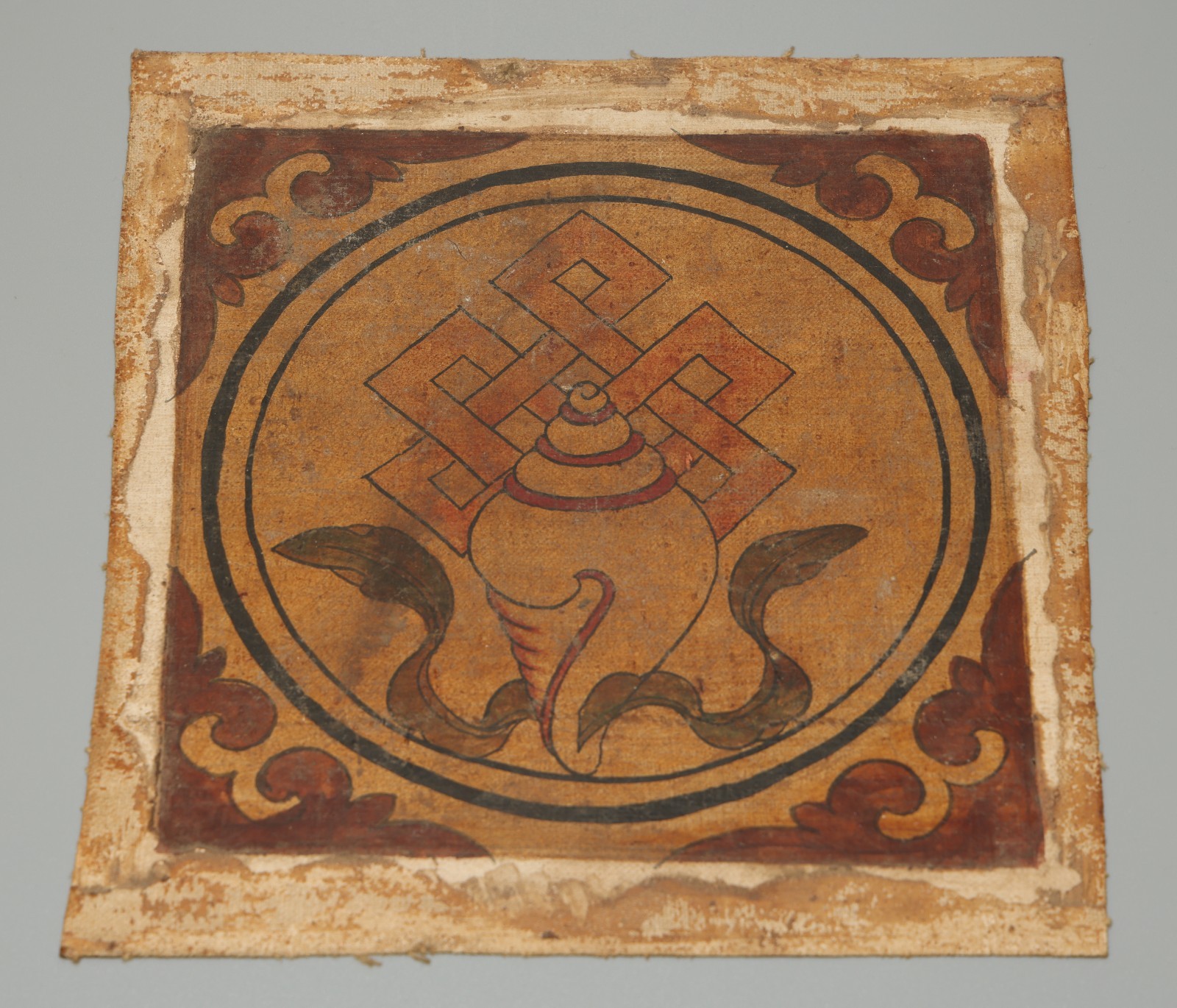 Real Rare Nice Tibet 19th Century Old Antique Buddhist Thangka Shrivatsa Shankha