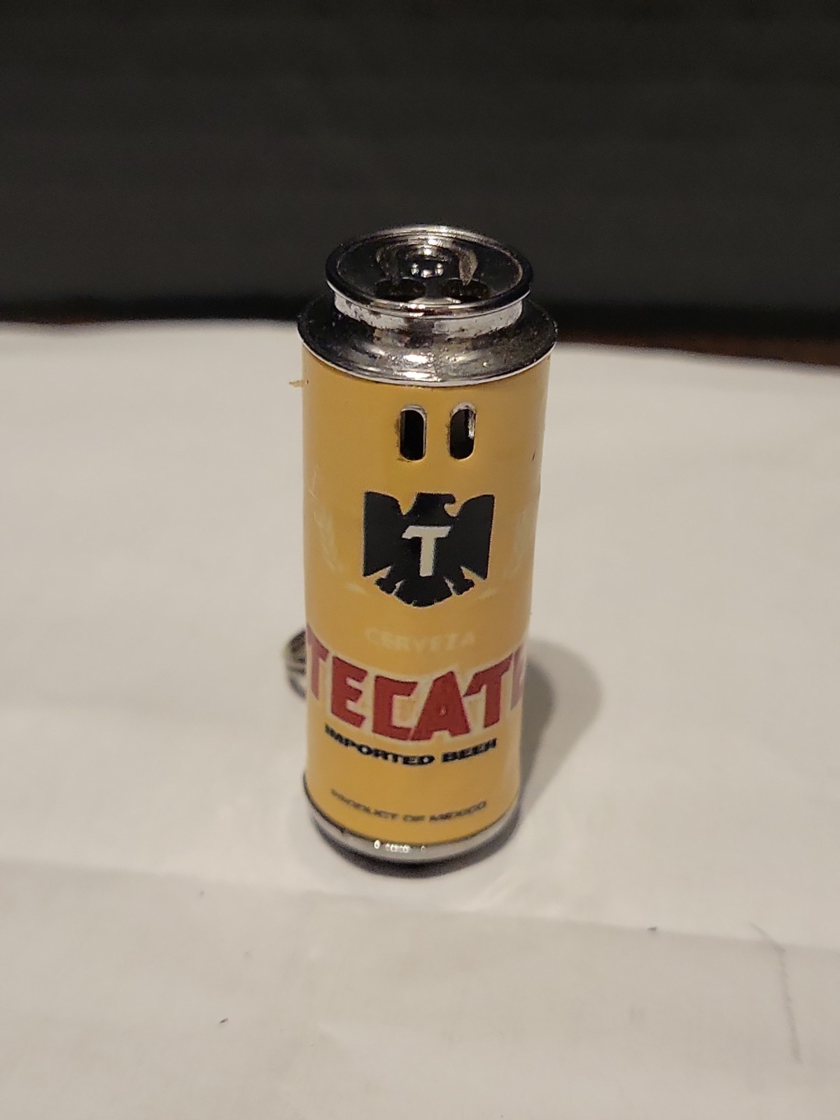 Vtg Tecate Beer Can Mini Lighter Keychain Empty Butane Refillable Works
