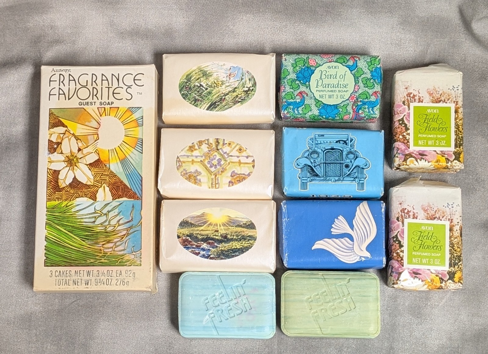 Vtg Avon Amway Perfumed Guest Bar Soap Prop Lot of 10 Feelin Fresh Flowers