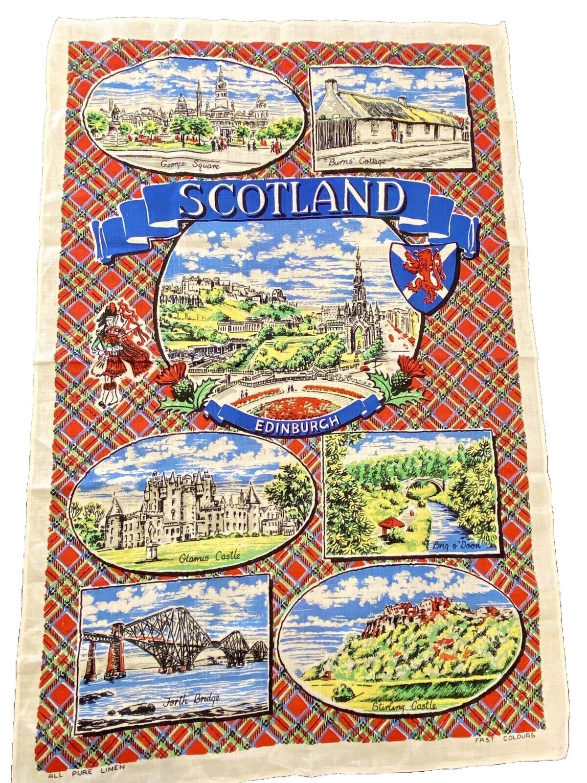 VTG NEW Ulster Old Stock “Edinburgh Scotland” Pure Irish Linen TEA DISH TOWEL