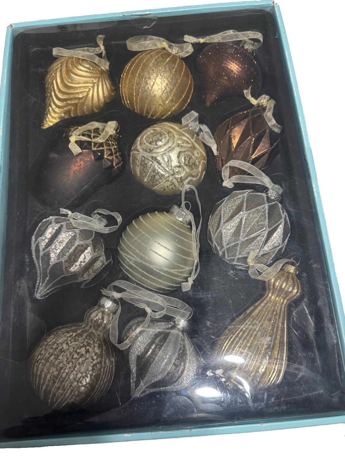 Martha Stewart Living- 12 Piece Gold, Silver Glass Ornament Set Martha Stewart Living- 12 Piece Gold, Silver Glass Ornament Set