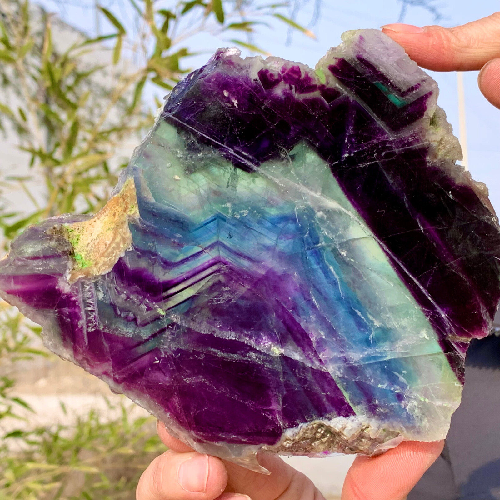 1.46LB Natural beautiful Rainbow Fluorite Crystal Rough stone specimens cure