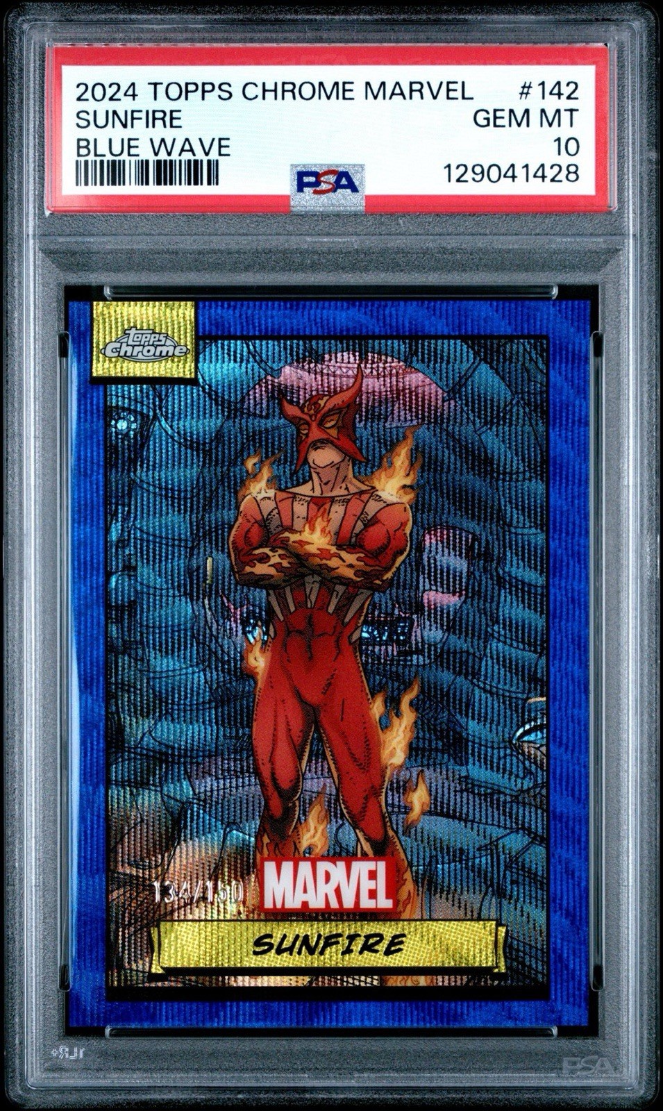 Sunfire - 2024 Topps Chrome Marvel #142 Blue Wave Refractor /150 PSA 10