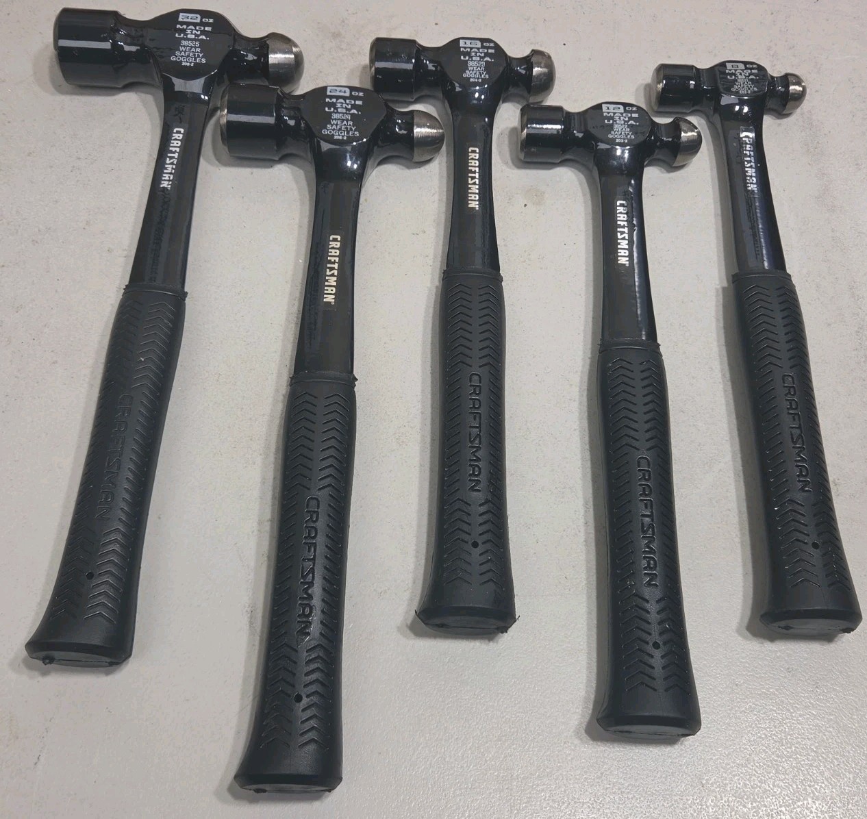 Craftsman USA 5 Pc Ball Peen Hammer Set 8 12 16 24 32 oz 38521-38525 Steel