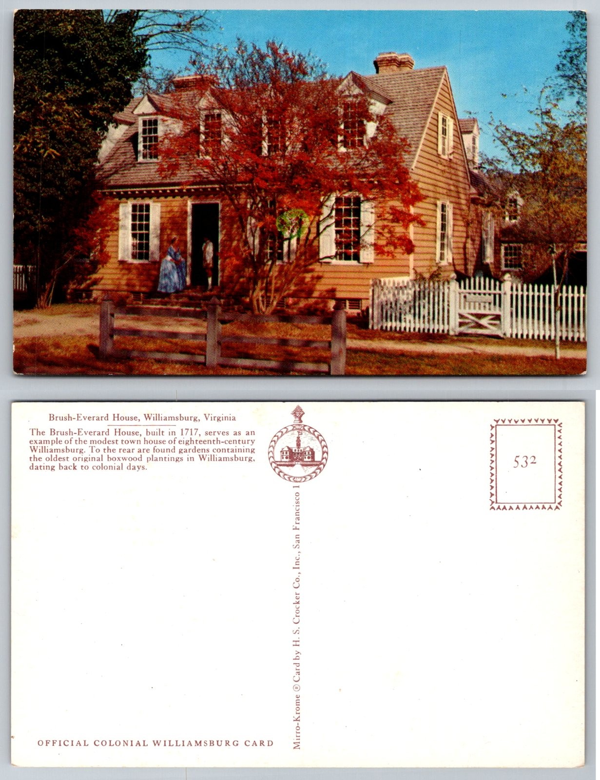 Brush-Everard House Williamsburg Virginia Postcard