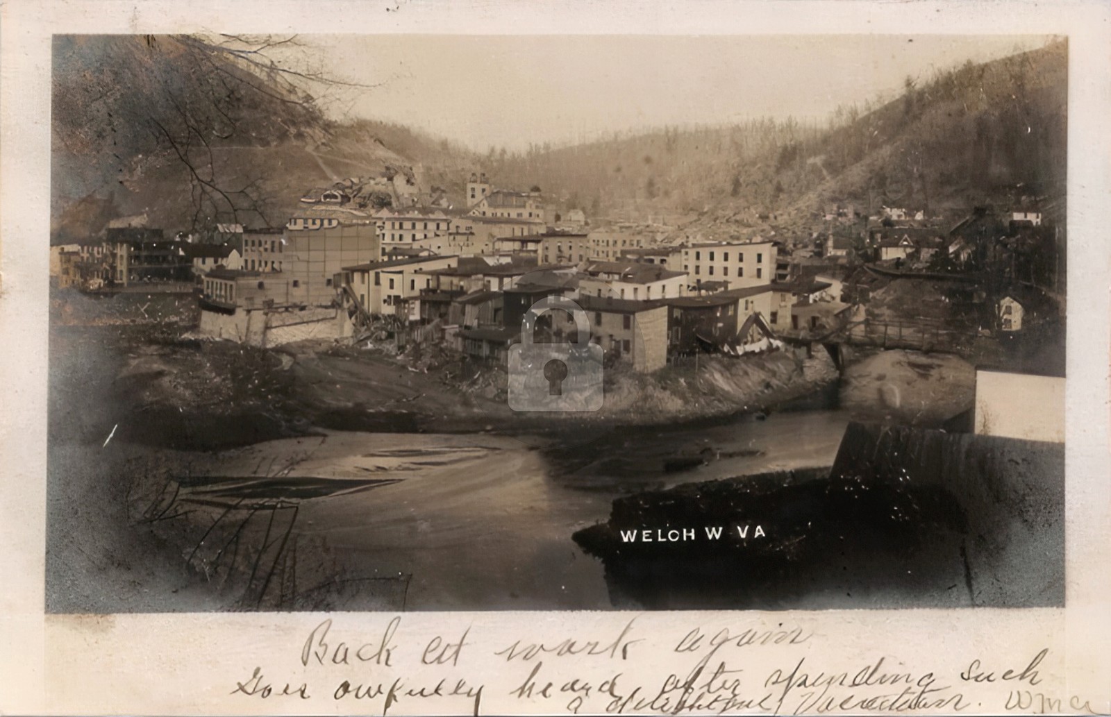 1906 Welch WV Town Scene Hallsville RPPC Photo Postcard COPY