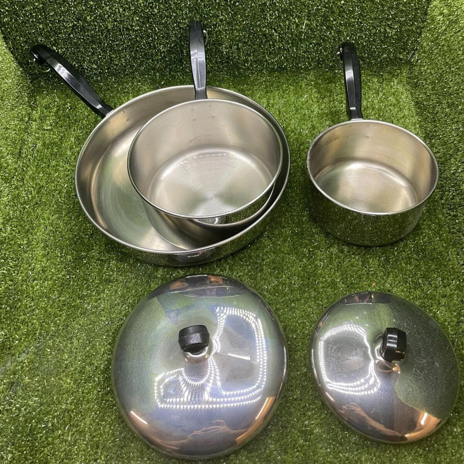 Vintage Farberware USA Stainless Steel Cookware Set N6 N8 Pots Fry Pan Lids