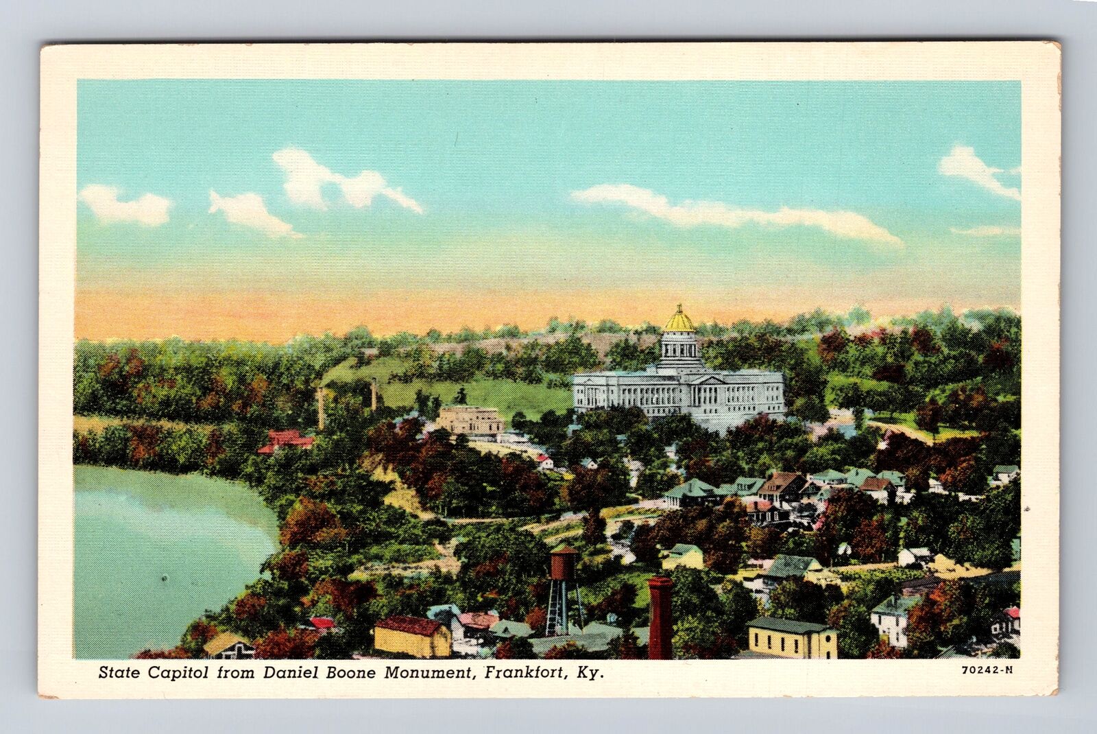 Frankfort KY-Kentucky, State Capitol From Daniel Boone Monument Vintage Postcard