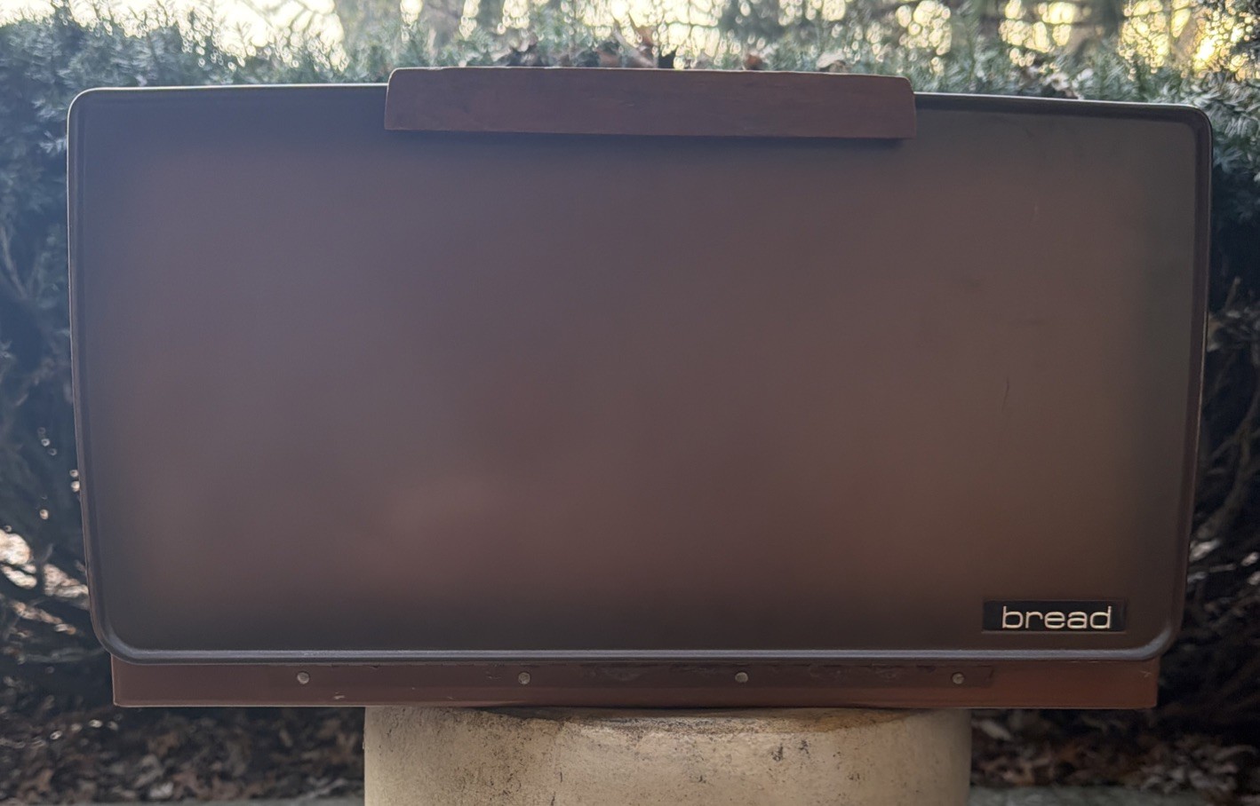 VTG 1960s 1970s MCM Lincoln BeautyWare Brown Metal Bread Box 17” x 9.5” x 11”
