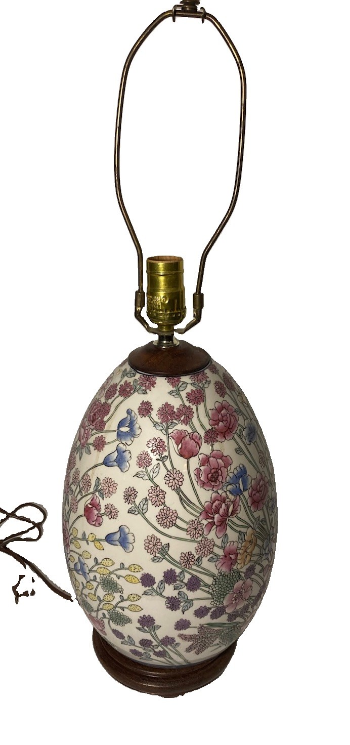 FREDRICK COOPER Vtg Hand Painted Chinoiserie Egg Shape Ginger Jar 24