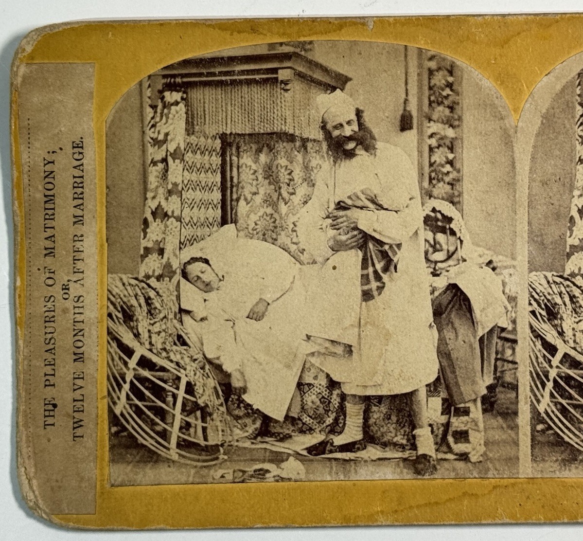 The Pleasures of Matrimony: Twelve Months After Marriage Comic Stereoview Card