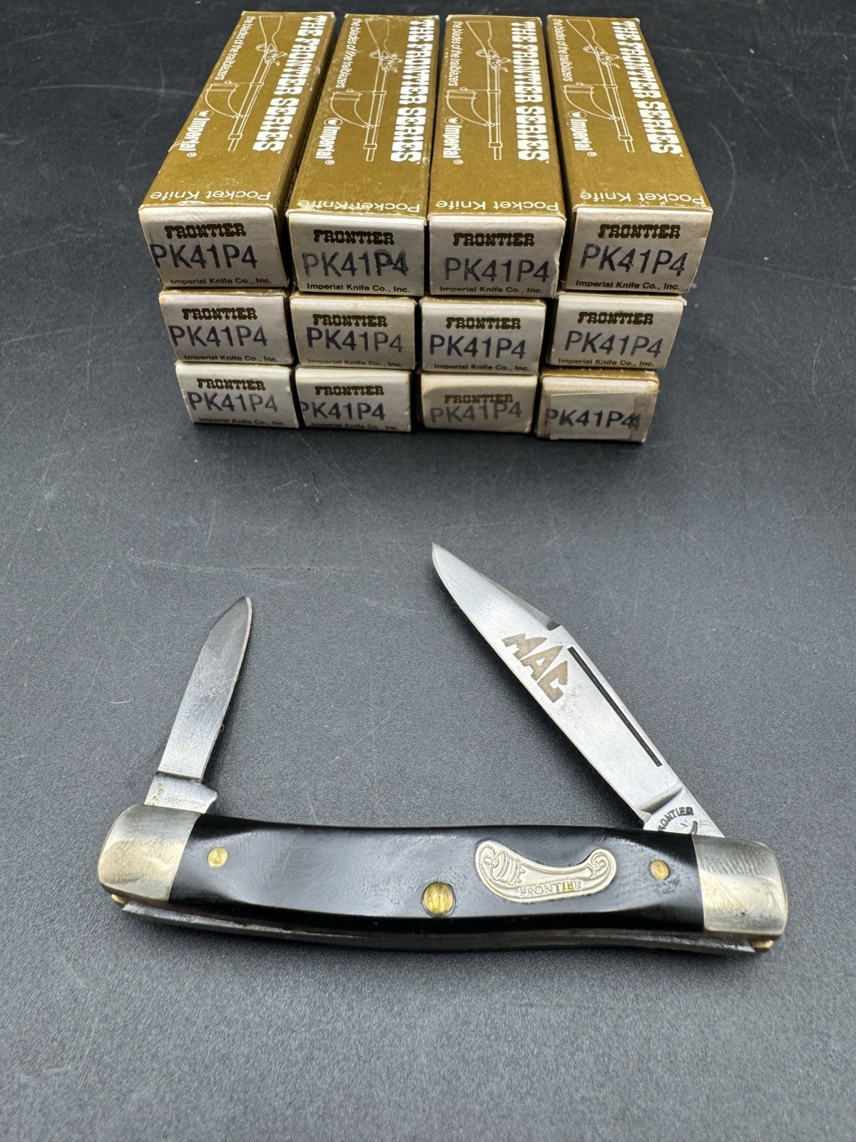 NEW VTG MAC TOOLS IMPERIAL PK41P4 FRONTIER KNIFE DOUBLE BLADE BLACK USA 1975 BOX NEW VTG MAC TOOLS IMPERIAL PK41P4 FRONTIER KNIFE DOUBLE BLADE BLACK USA 1975 BOX
