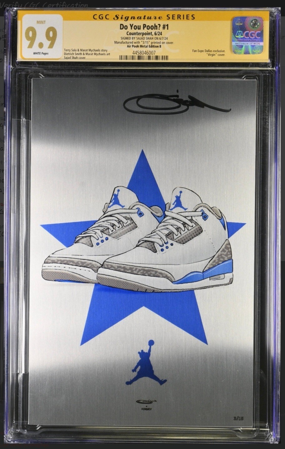 Do You Pooh? Air Jordan, Signed METAL Cover by Sajad Shah Minty 9.9 CGC