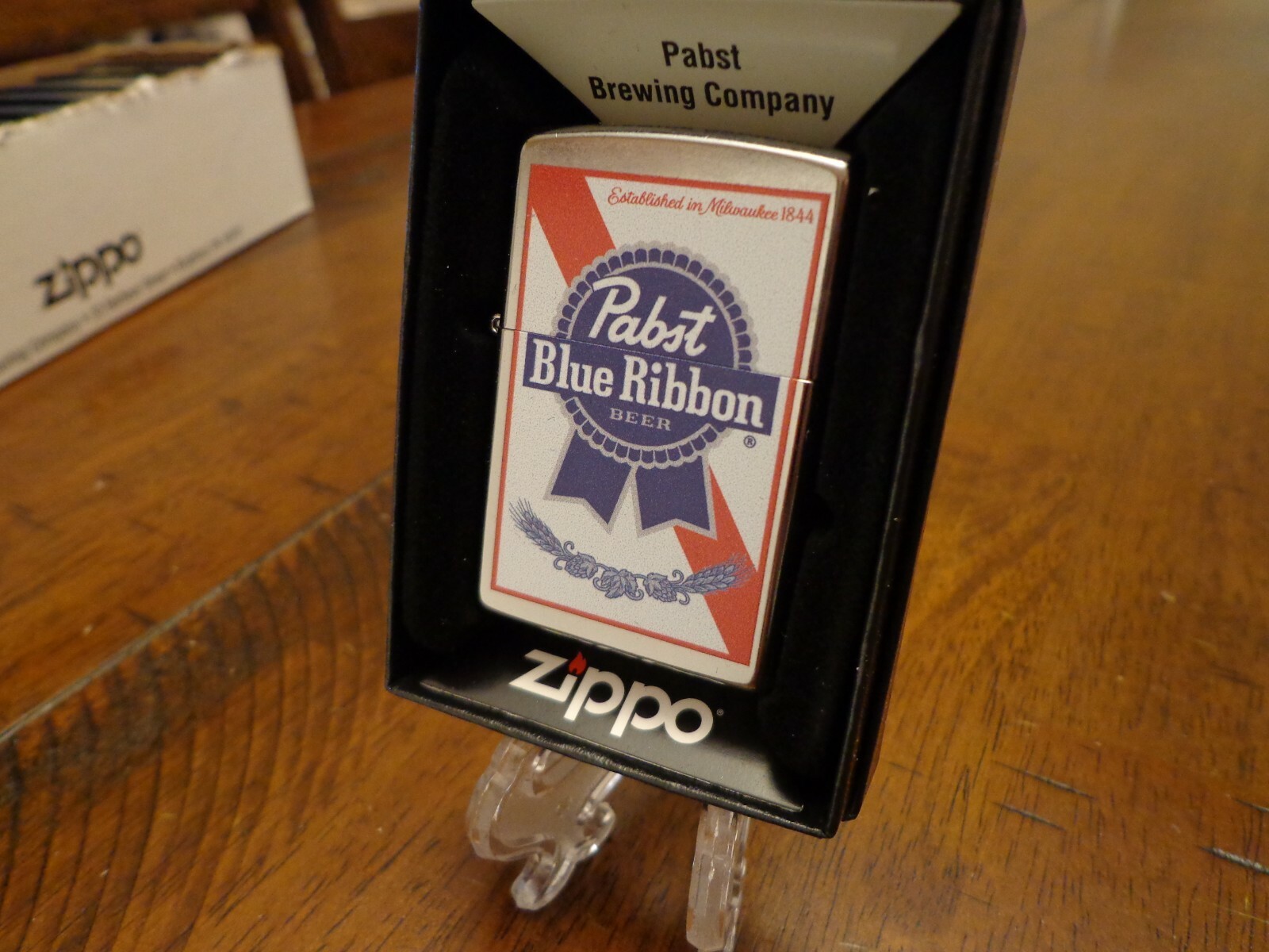 PABST BLUE RIBBON BEER ESTABLISHED IN MILWAUKEE 1844 ZIPPO LIGHTER MINT IN BOX