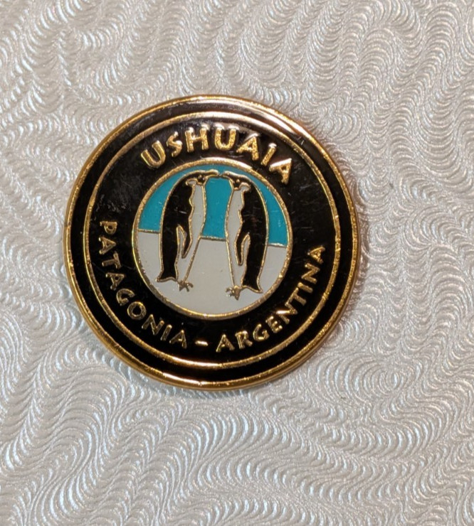 Vintage Ushuaia Patagonia Argentina Penguin Enamel Souvenir Lapel Pin