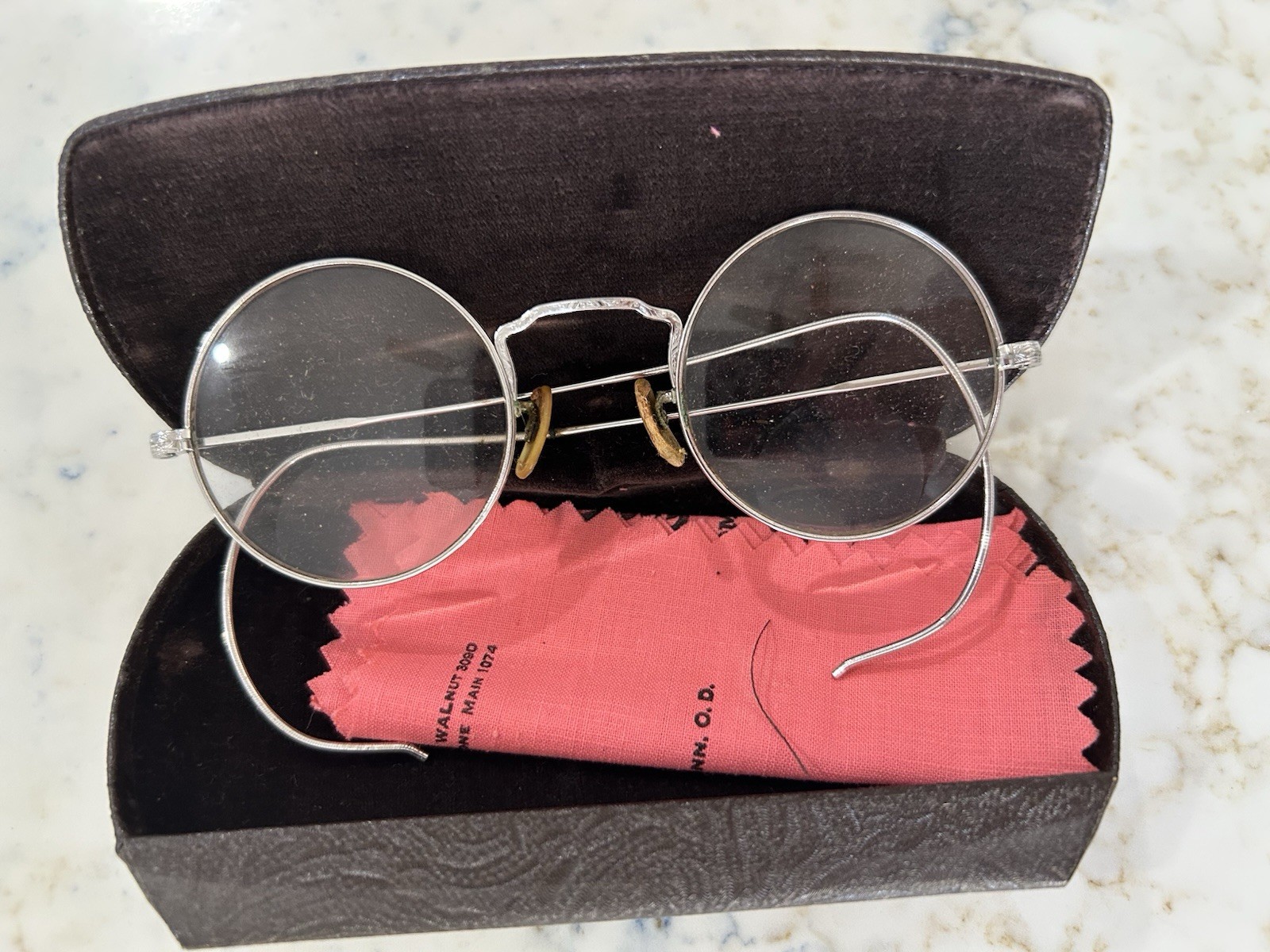 VTG 1940s 1/10 12K GOLD FILLED ROUND SPECTACLES ORIGINAL PHILA CASE & LENS CLOTH