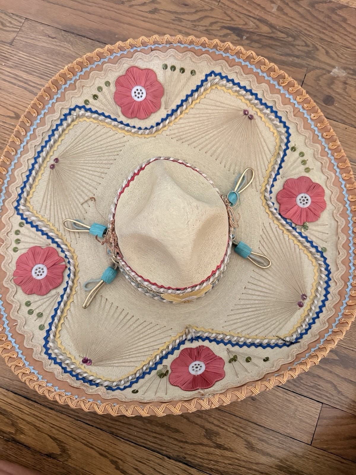 Vintage Casa Chavez Sombrero Mexico Charro Mariachi Hand Decorated Folk Art