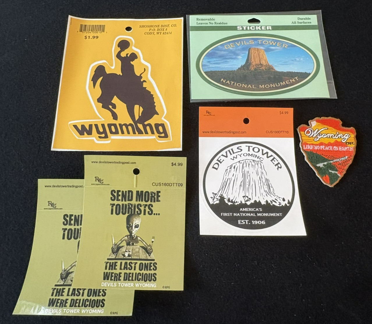 Wyoming Sticker and Patch LOT Alien Devils Tower Cowboy