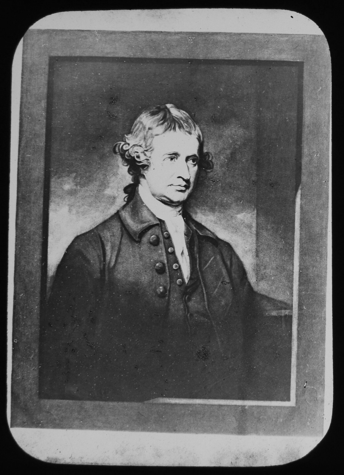ANTIQUE Magic Lantern Slide PORTRAIT OF EDMUND BURKE C1890 ILLUSTRATION