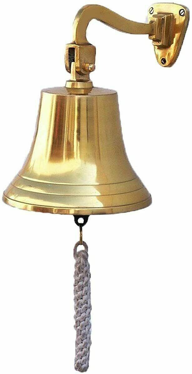 Vintage Solid Brass Ship Bell Wall Mount Nautical Maritime Decor Clear Ring Vintage Solid Brass Ship Bell Wall Mount Nautical Maritime Decor Clear Ring