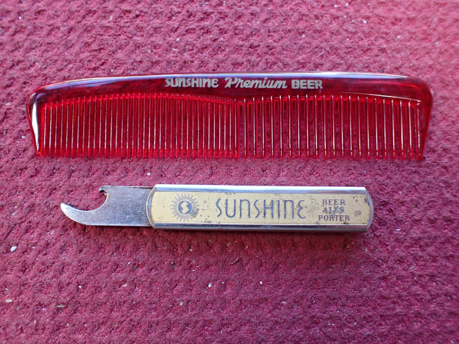 Vintage Sunshine Beer Pocket Comb & Sliding Beer Opener