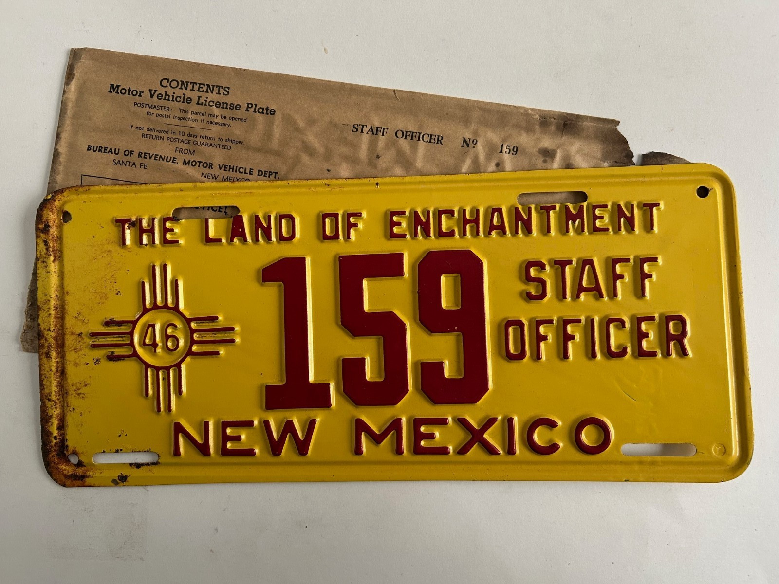 1946 New Mexico Staff Officer License Plate VIP All Original