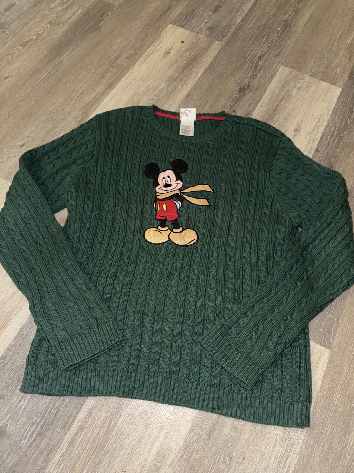 Vintage Disney Mickey Mouse Large Patch Pullover Sweater Size L Gold Tag