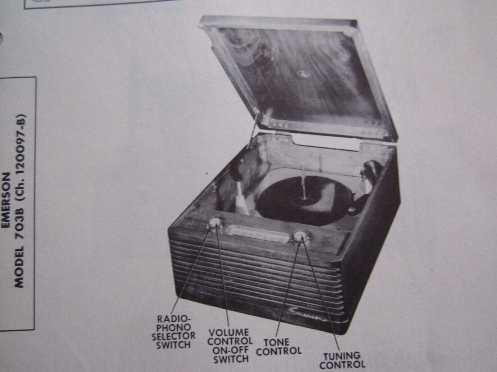 EMERSON 703B PHONOGRAPH PHOTOFACT