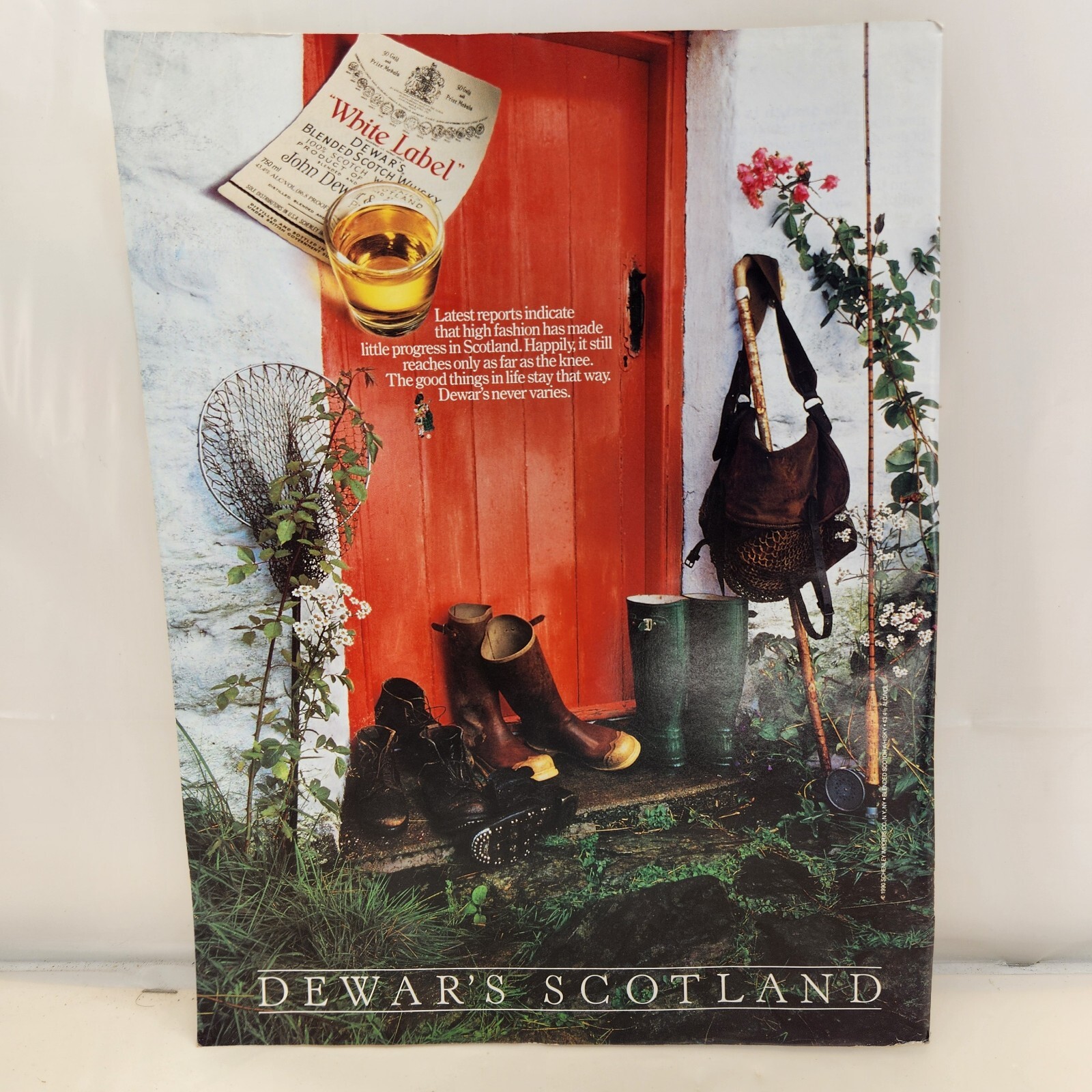 Vintage Dewars Scotch Whiskey Original Magazine Ad 1990 Bar Restaurant Man Cave 
