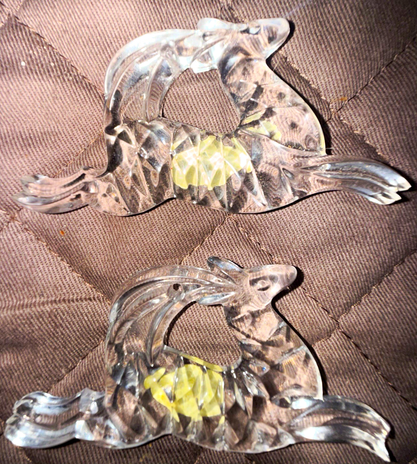 Gorham West Germany Crystal Glass Antelope Figurines Pair