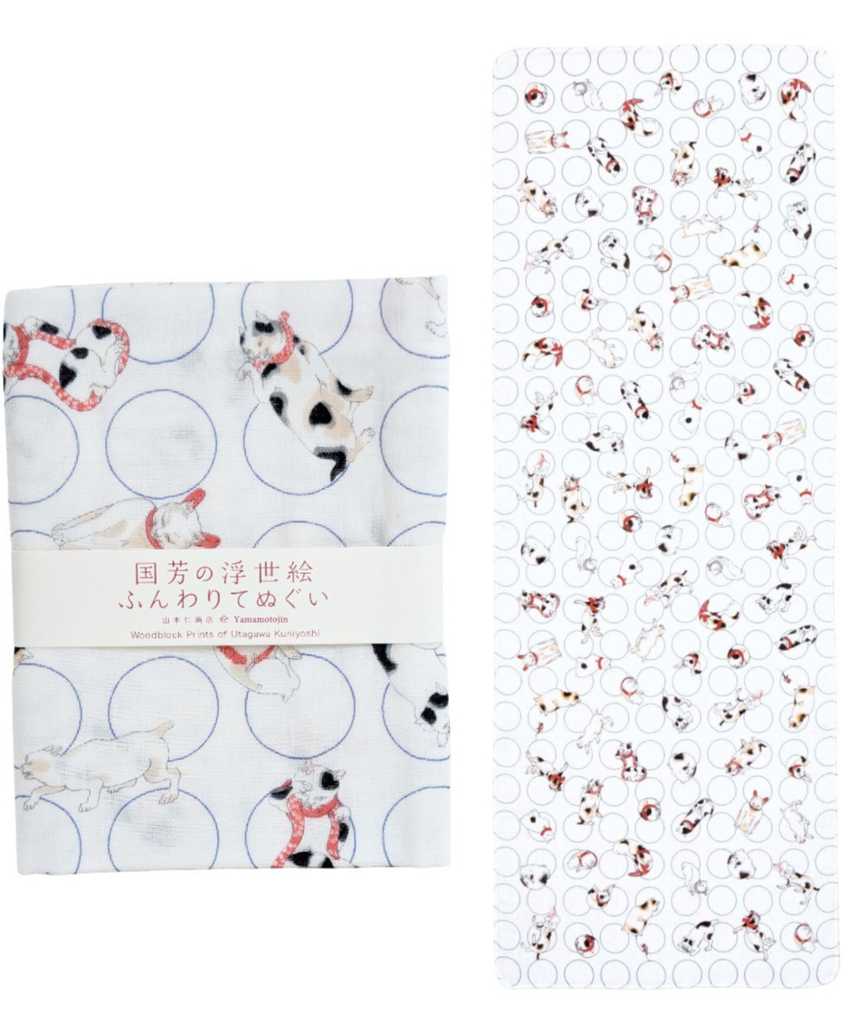 Japanese Double Gauze Tenugui Multipurpose Hand Towel Kuniyoshi's Ukiyo-e Cats