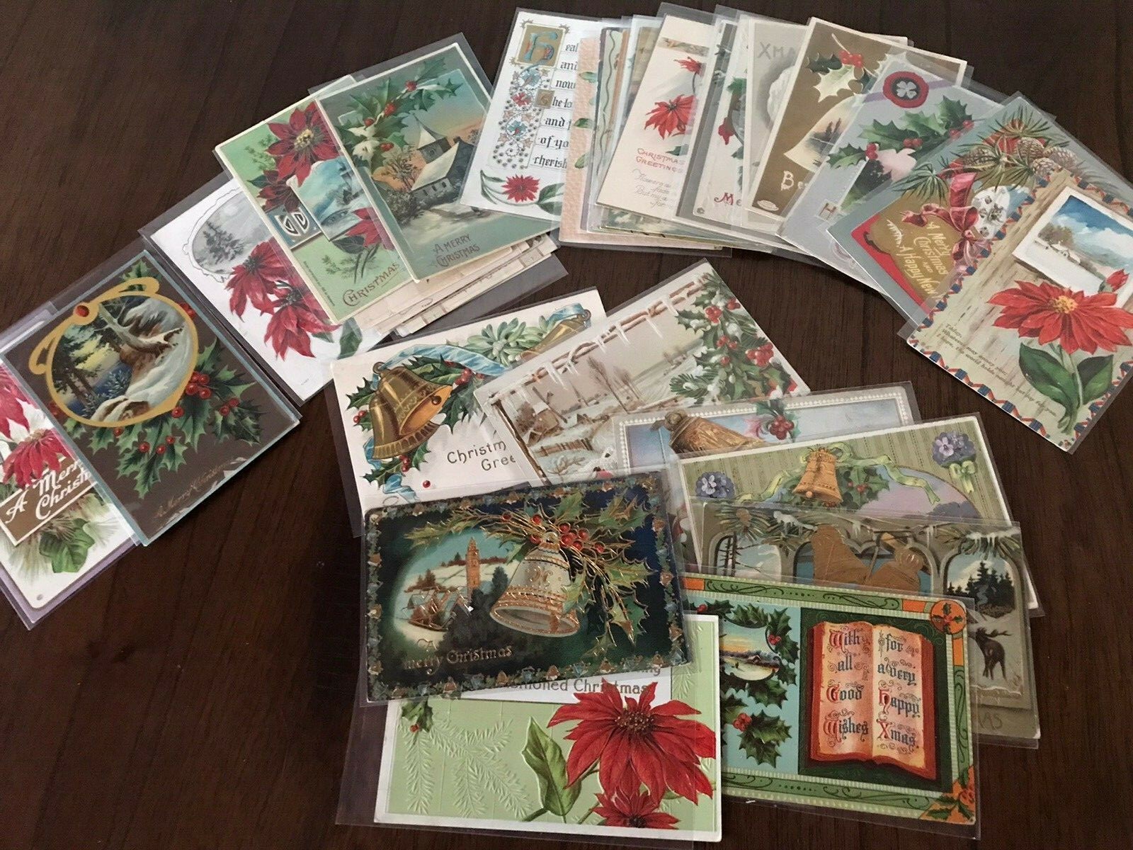 Lot of 25 Vintage 1900’s~ CHRISTMAS~Postcards Antique Xmas-in Sleeves-Free Ship