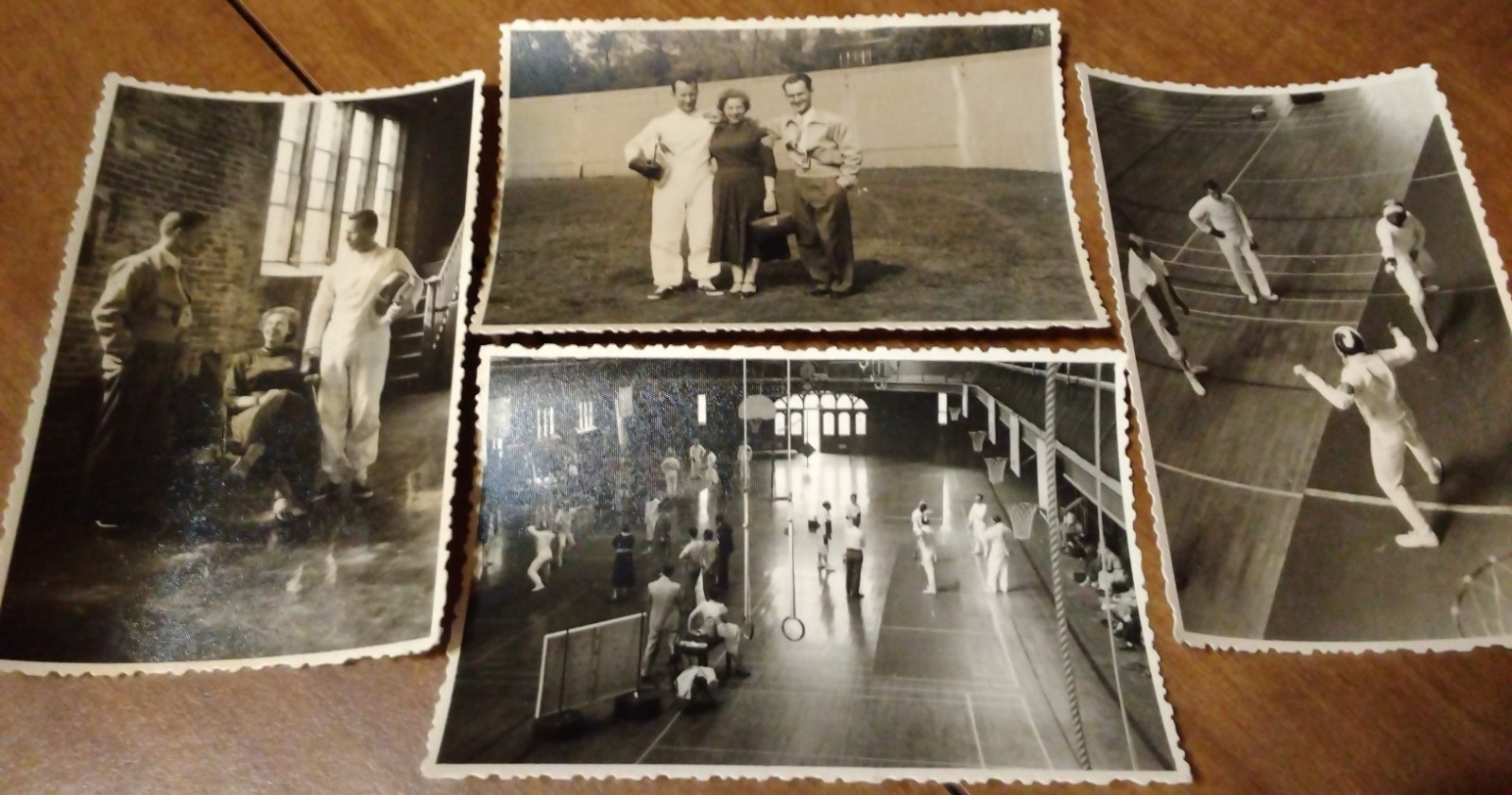 4 Fencer Fencing Sport B/W Vtg Photo LOT \'40\'s Scallop Edge 4.75\