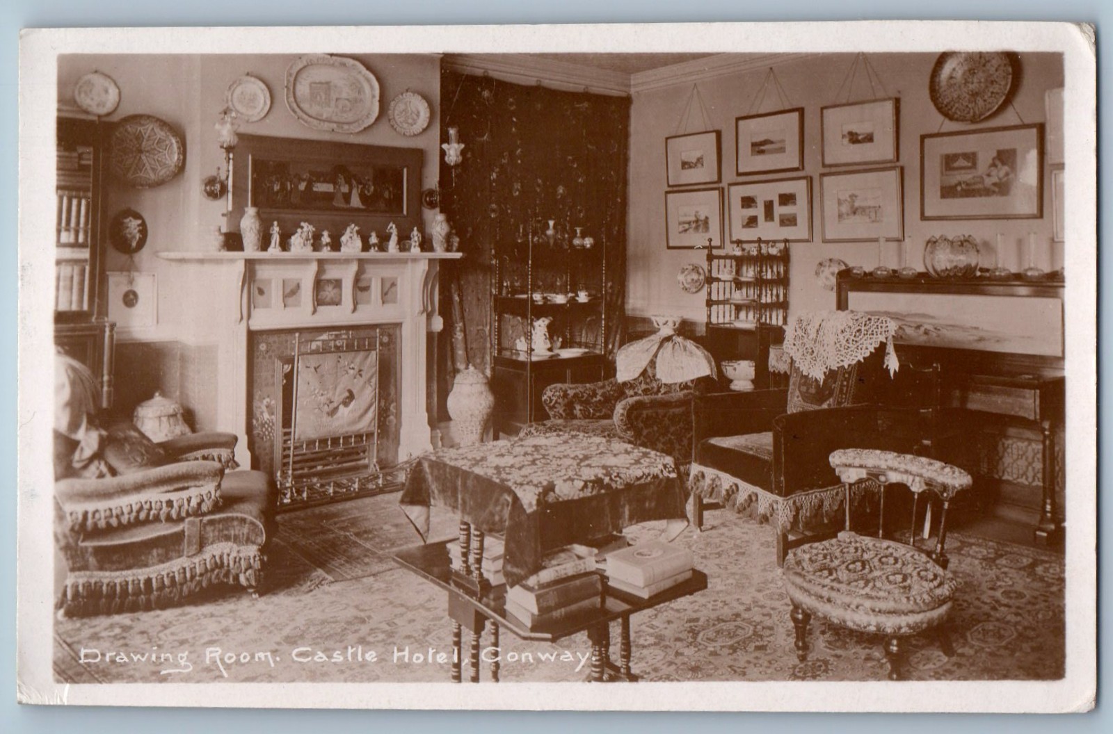 Conwy Wales Postcard Drawing Room Castle Hotel Conwy c1910 RPPC Photo Conwy Wales Postcard Drawing Room Castle Hotel Conwy c1910 RPPC Photo