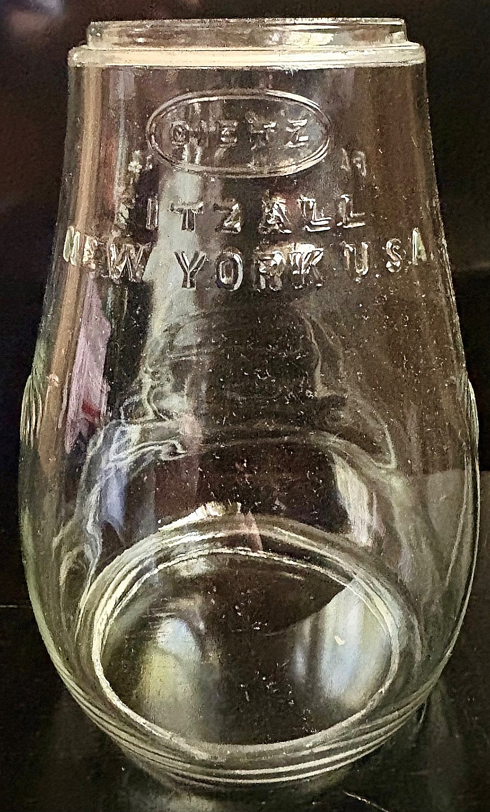 Vintage Dietz Fitzall Clear Glass Lantern Globe - Loc-Nob Patd 3-10-14, NY USA