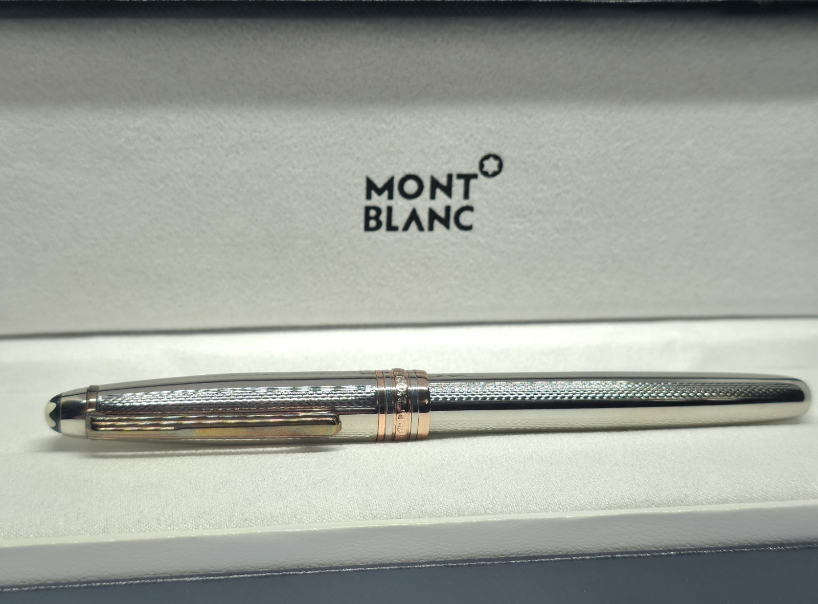 Vintage Montblanc Solitaire Silver Rose Gold Pen Free World Wide Shipping