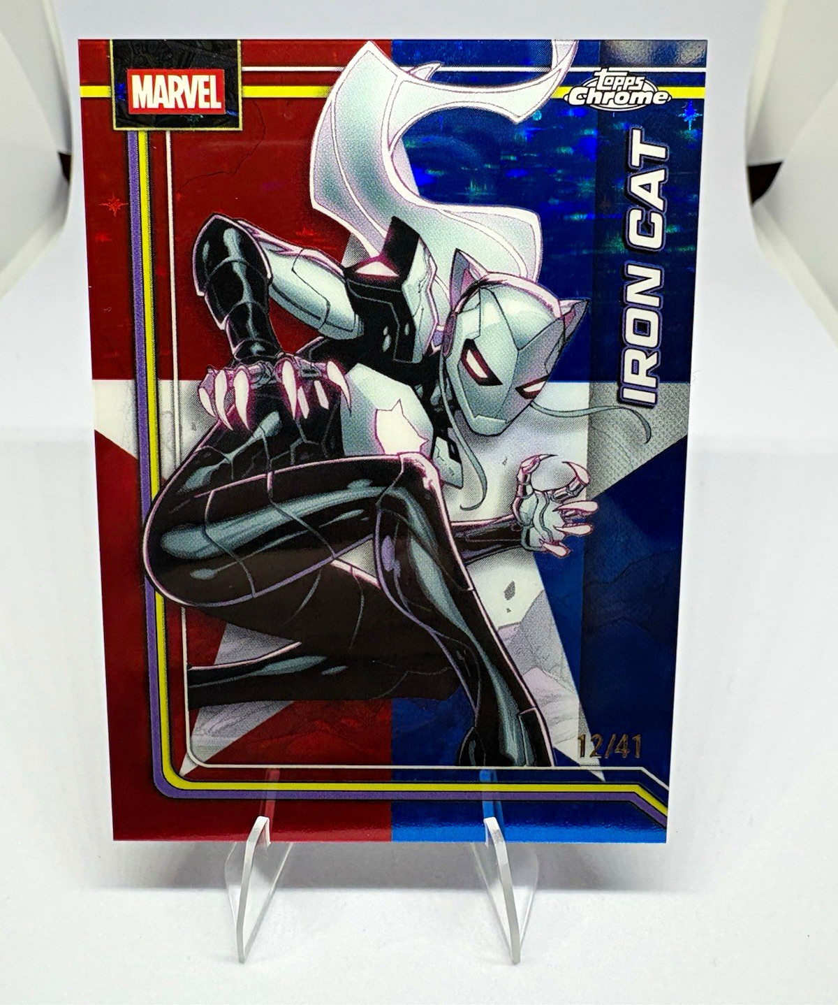 Topps 2022 Topps Chrome Marvel Iron Cat #127 Serial Numbered 12/41