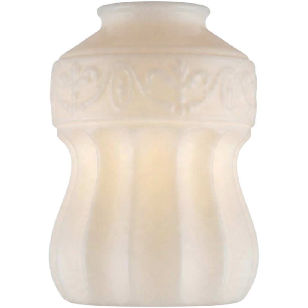 Vintage Art Deco Milk Glass Lamp Shade White Floral Scroll Medallion 5.5\