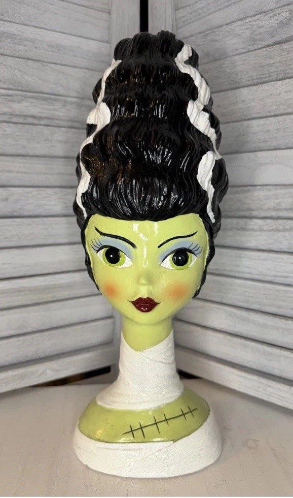 Bride of Frankenstein Bust Figurine 15” Halloween Decor Green Head TikTok Viral