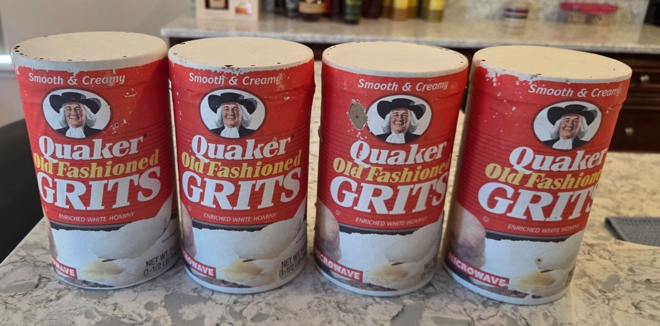 Vintage Quaker Oats Grits 24 oz Cardboard Container NOS Unopened Sealed Lot of 4