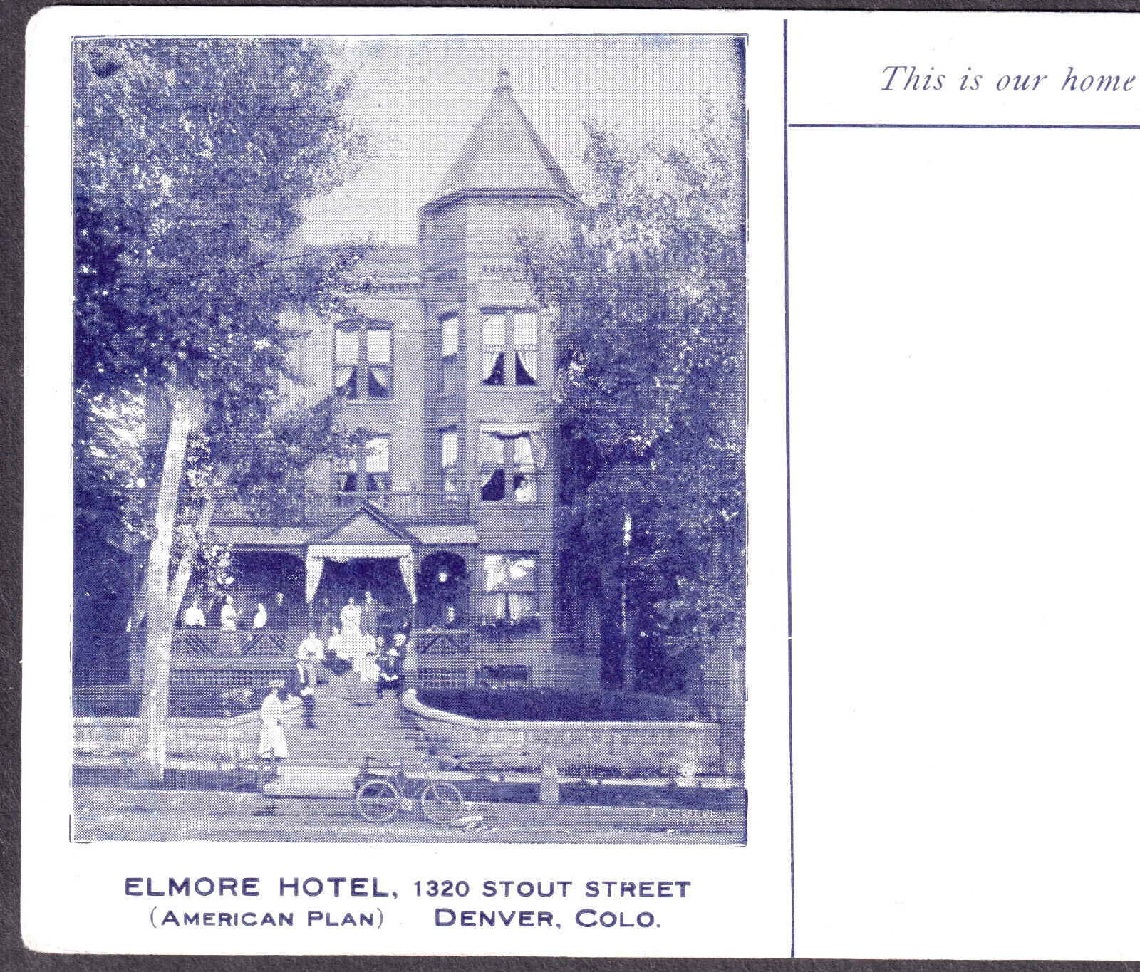Denver Colorado Elmore Hotel c 1900's RARE Bike 1320 Stout St Denver CO PostCard