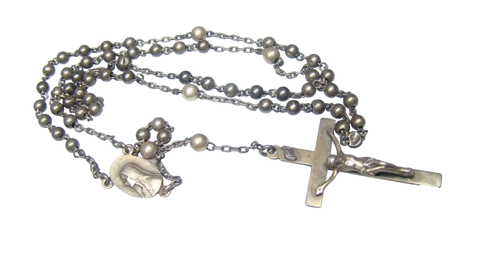 Antique Sterling Pull Chain Rosary w Silver Crucifix from Estate Antique Sterling Pull Chain Rosary w Silver Crucifix from Estate