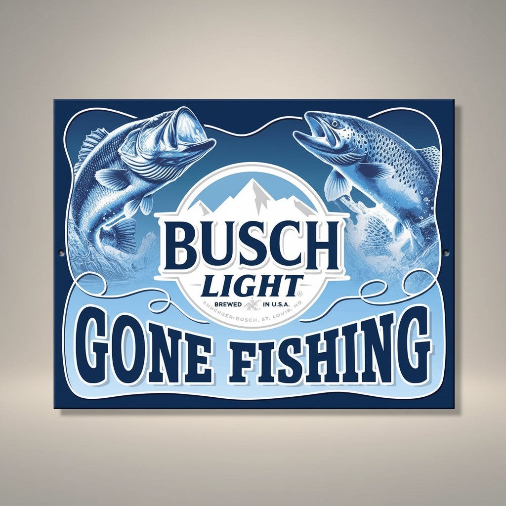 Busch Light Gone Fishing Metal Wall Sign