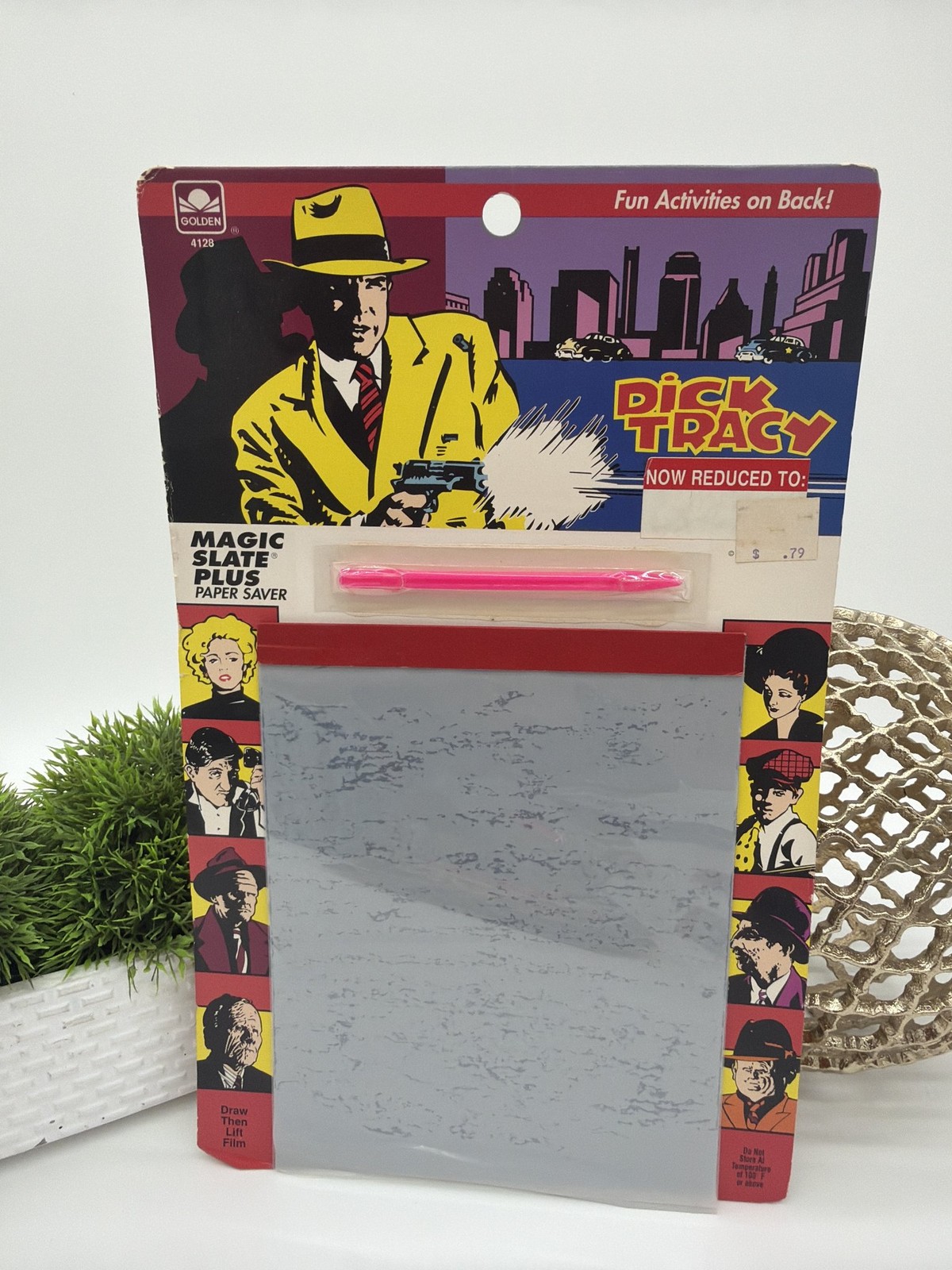 Vintage Dick Tracy Magic Slate Plus Golden 4128 Carded Drawing Toy Disney