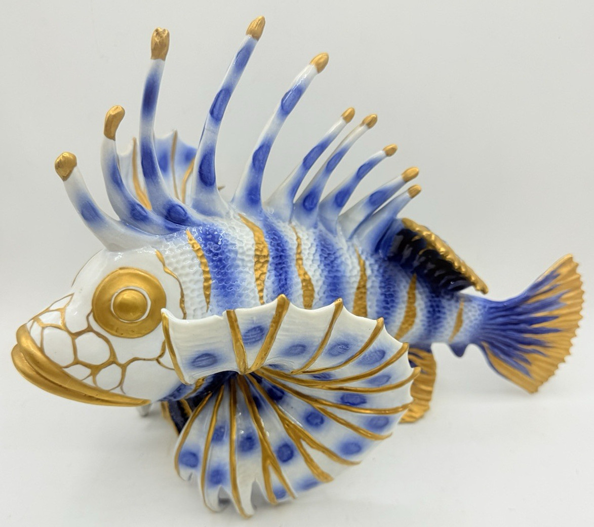 Capodimonte Porcelain Italy LION FISH Signed EDUARDO TASCA 13