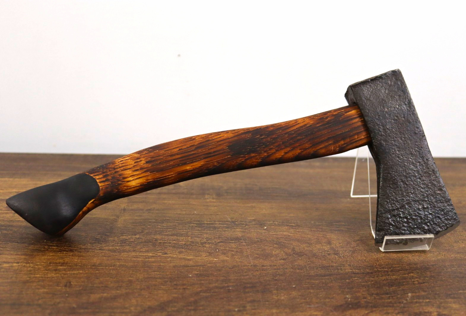 Contemporary Original Hatchet Axe w/ Curved Wooden Handle & Black Metal Head