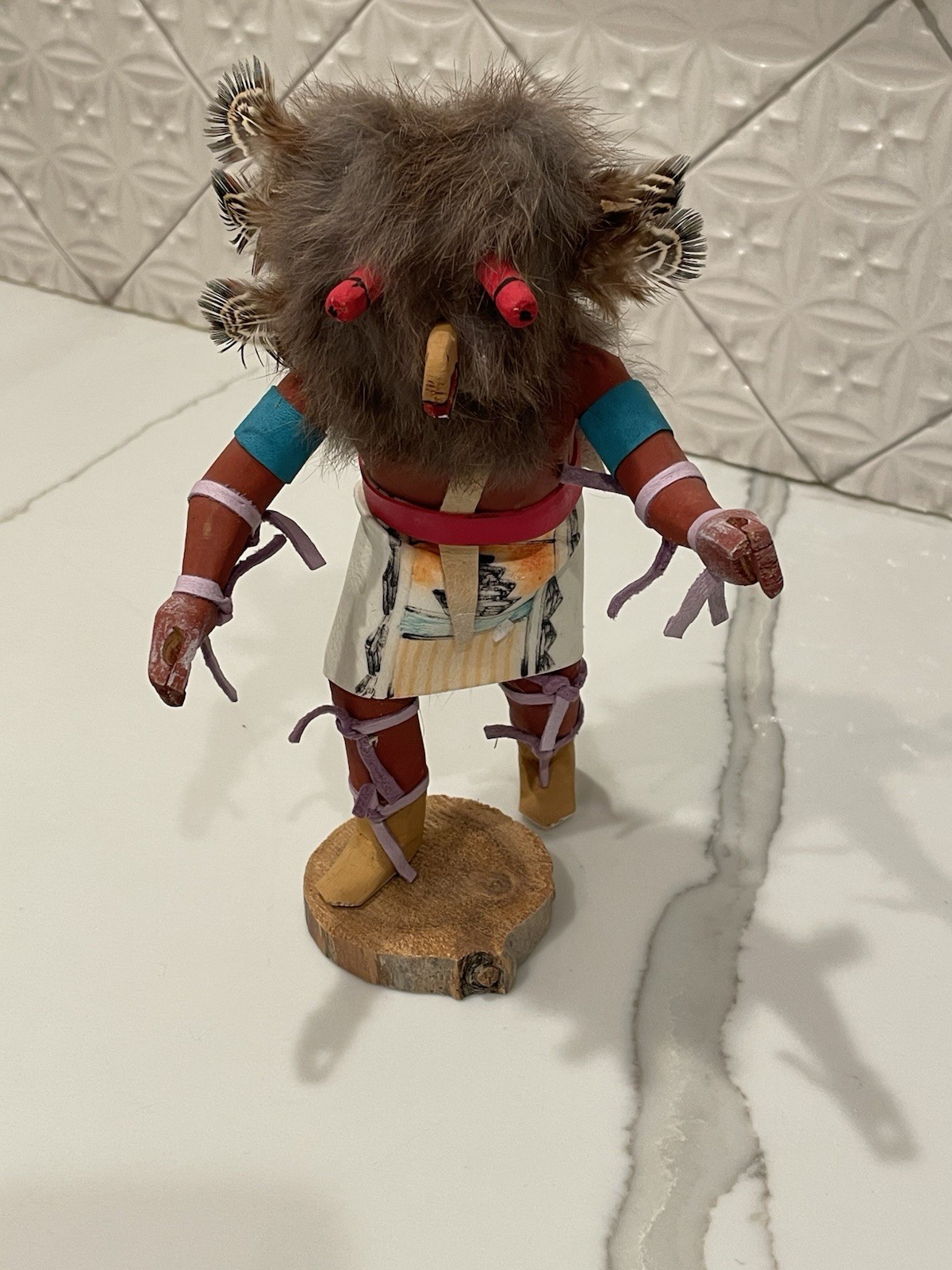 Vintage Navajo Owl Kachina Doll Signed By Artist Mary E. Largo 1970s-1990s 10in