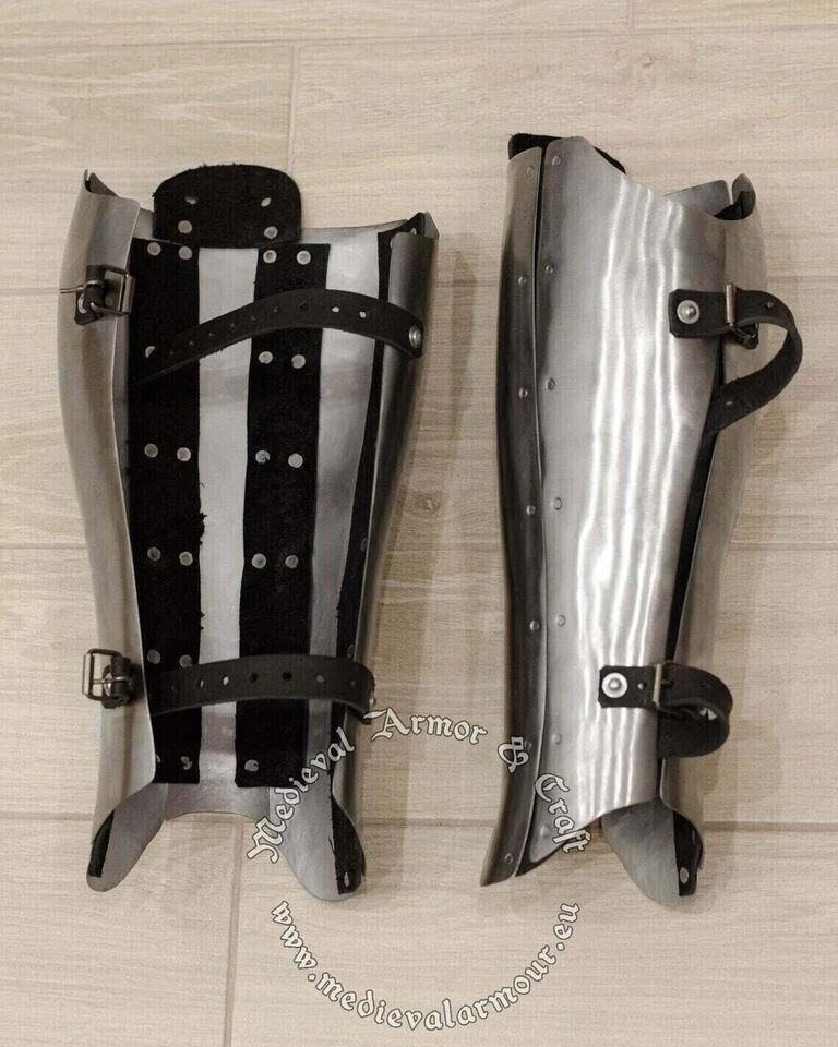 Medieval Legs Protection pair of Greaves Larp SCA Steel knight Greaves armor